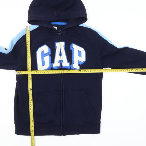 GAP Kids Girls Blue Full Zip Hoodie 10-11 Years Logo Fleece Sweatshirt