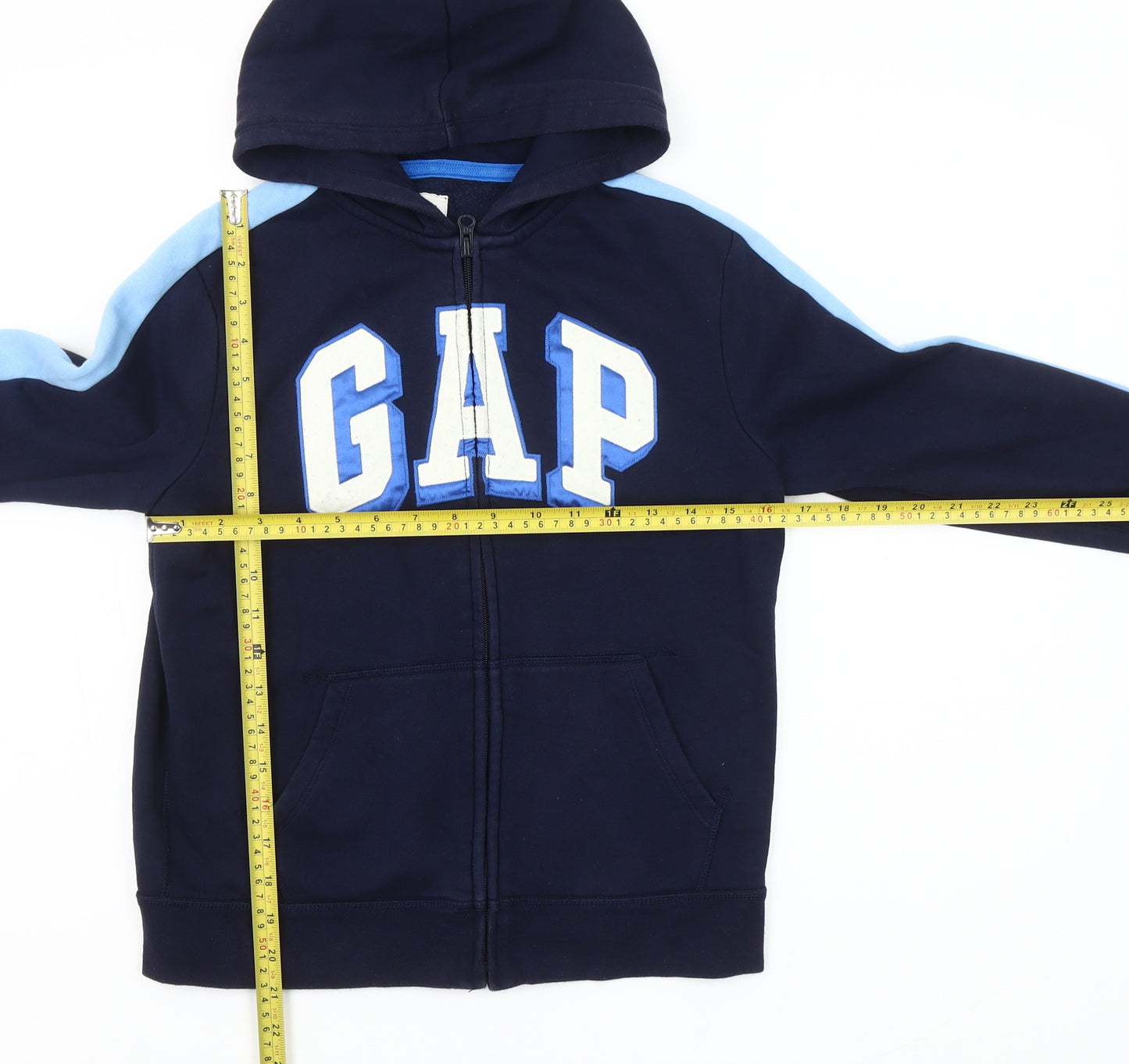 GAP Kids Girls Blue Full Zip Hoodie 10-11 Years Logo Fleece Sweatshirt