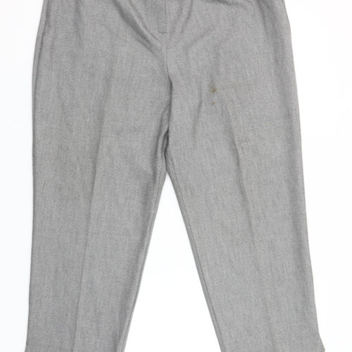 Marisota Women Grey Twill Trousers Size 18 Elastic Waist Straight Leg