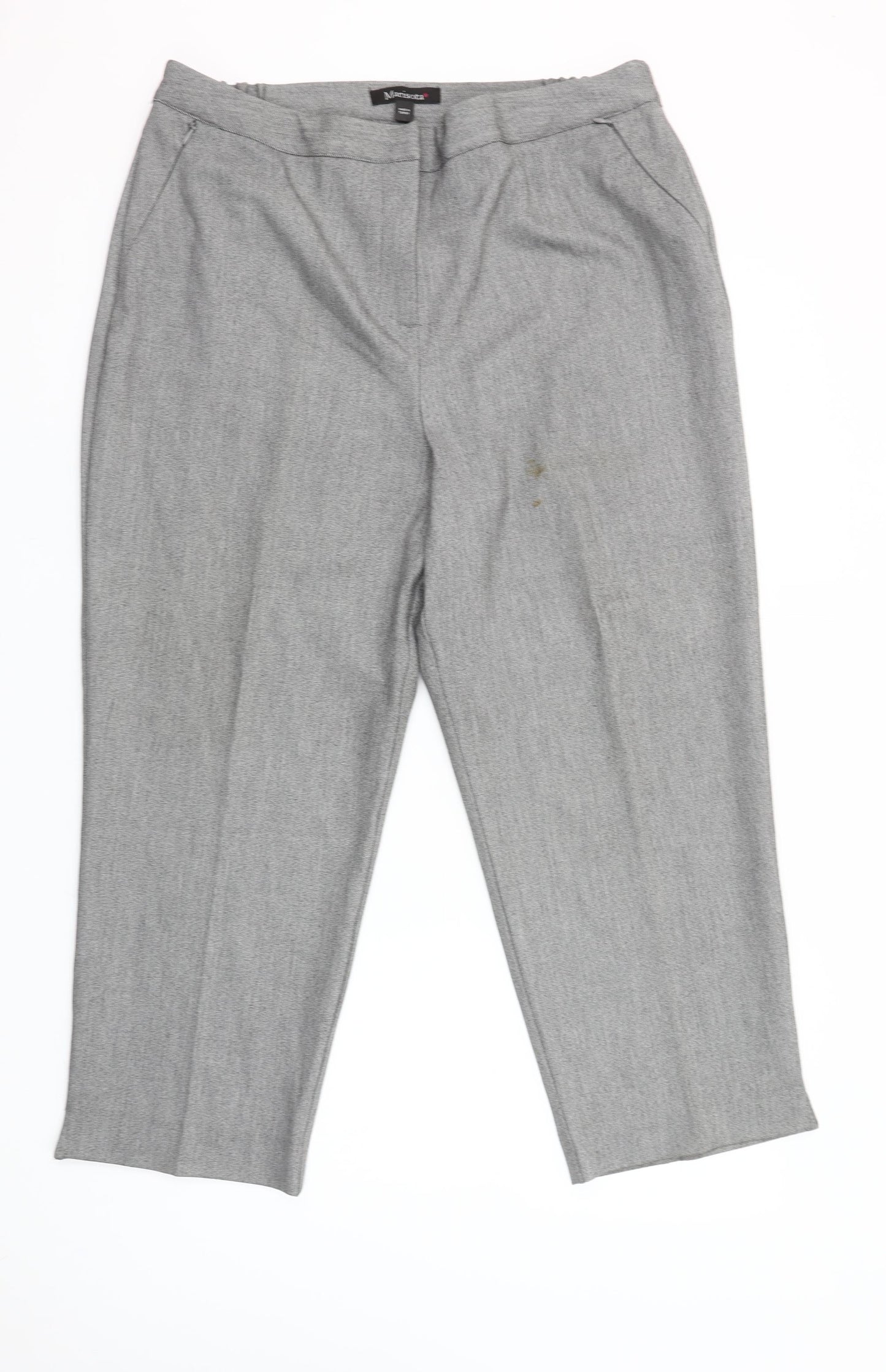 Marisota Women Grey Twill Trousers Size 18 Elastic Waist Straight Leg
