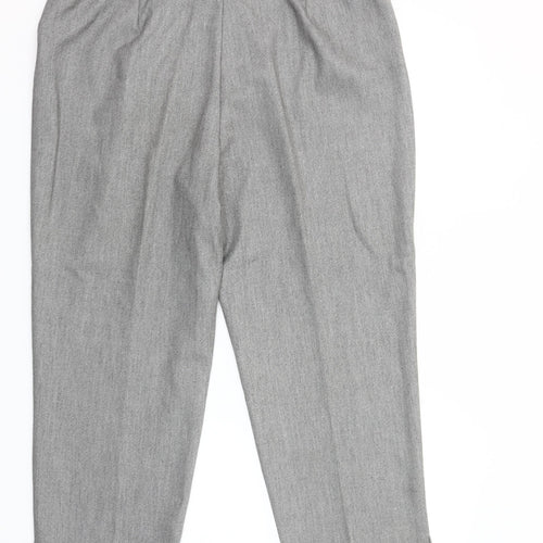 Marisota Women Grey Twill Trousers Size 18 Elastic Waist Straight Leg