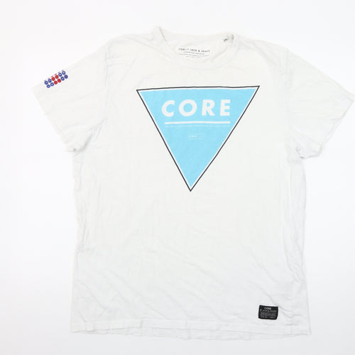 Jack & Jones Men's White 2XL Graphic CORE Jersey T-Shirt
