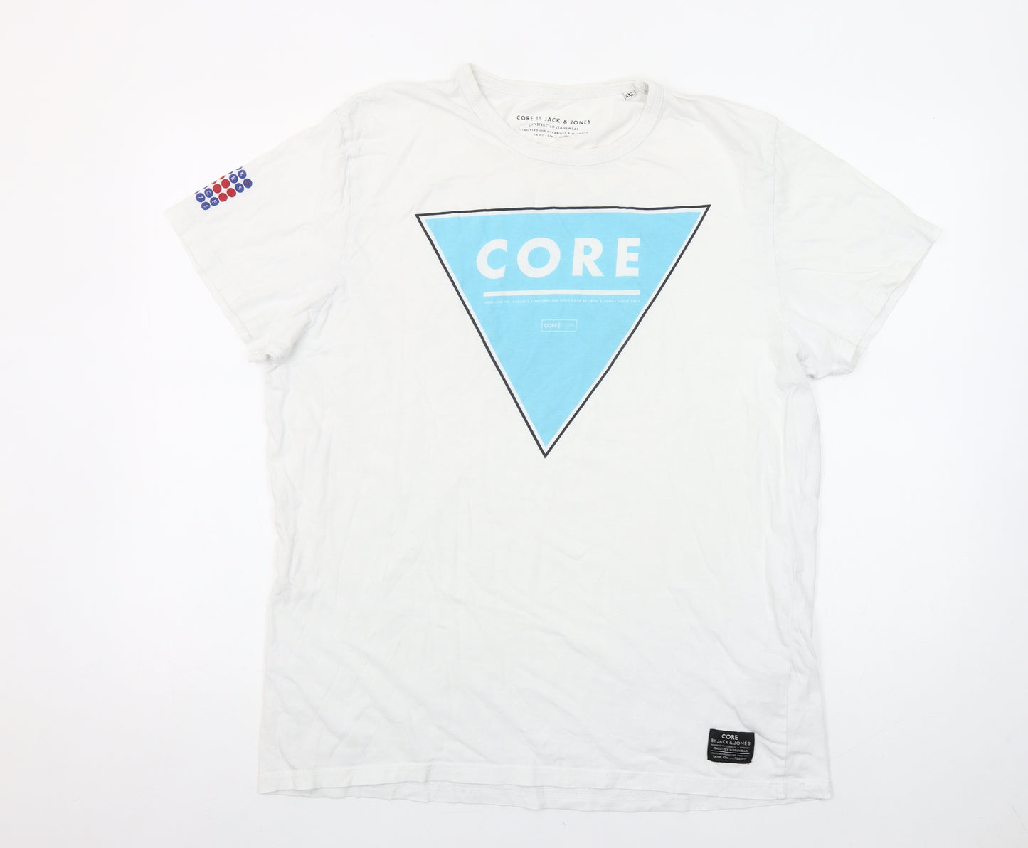 Jack & Jones Men's White 2XL Graphic CORE Jersey T-Shirt