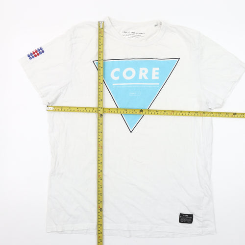 Jack & Jones Men's White 2XL Graphic CORE Jersey T-Shirt