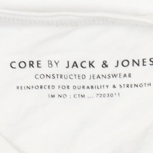 Jack & Jones Men's White 2XL Graphic CORE Jersey T-Shirt