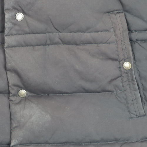 Feraud Jeans Women's Black Puffer Jacket L Hooded Winter Coat