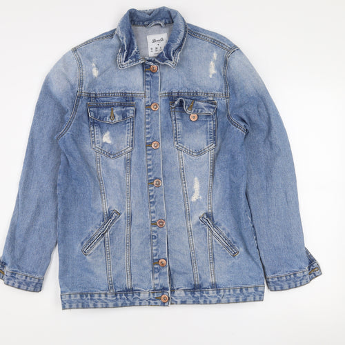 Denim Co. Womens Blue Size 10 Denim Button Casual Jacket
