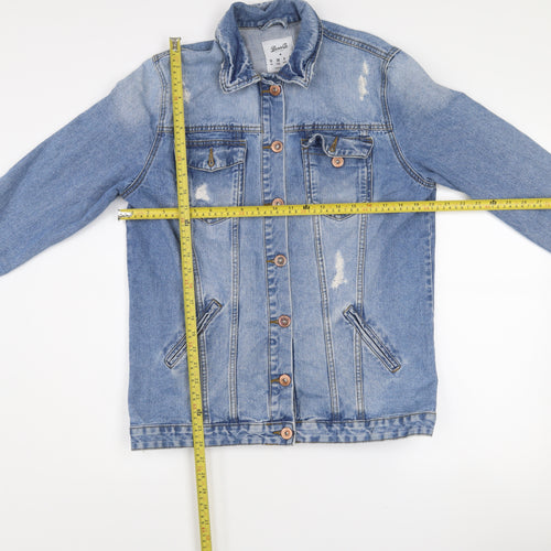 Denim Co. Womens Blue Size 10 Denim Button Casual Jacket