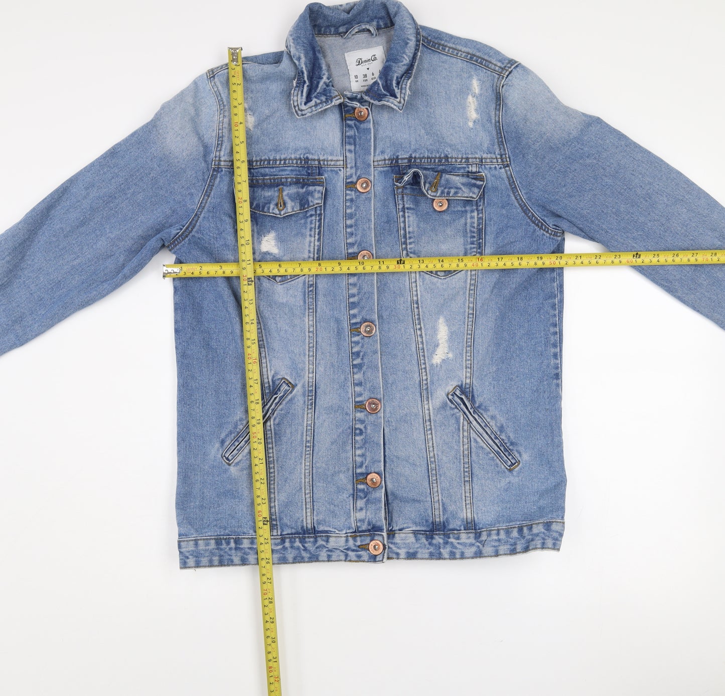 Denim Co. Womens Blue Size 10 Denim Button Casual Jacket