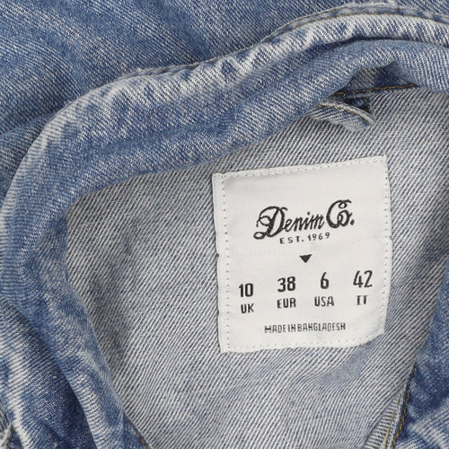 Denim Co. Womens Blue Size 10 Denim Button Casual Jacket