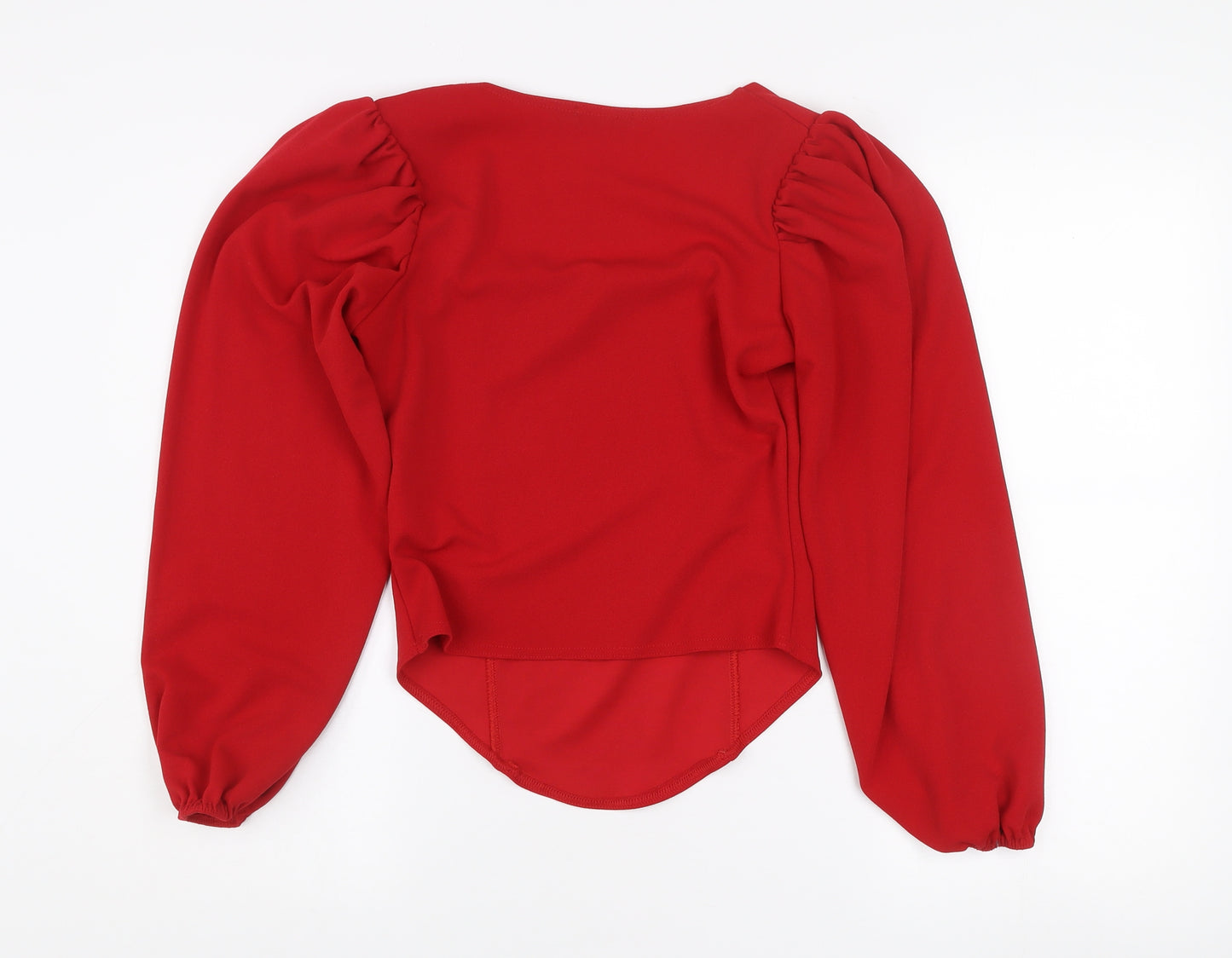 Boohoo Women’s Red Puff Sleeve Square Neck Blouse Size 14