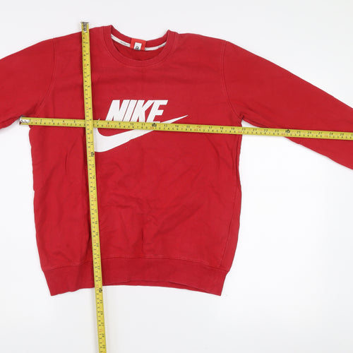 Nike Boys Red Logo Pullover Sweatshirt L Long Sleeve Crew Neck