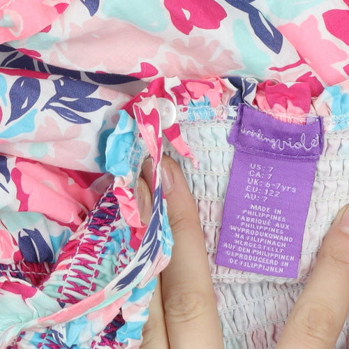 Runningviolet Teens Multicoloured Floral Cotton Skater Dress Size 6