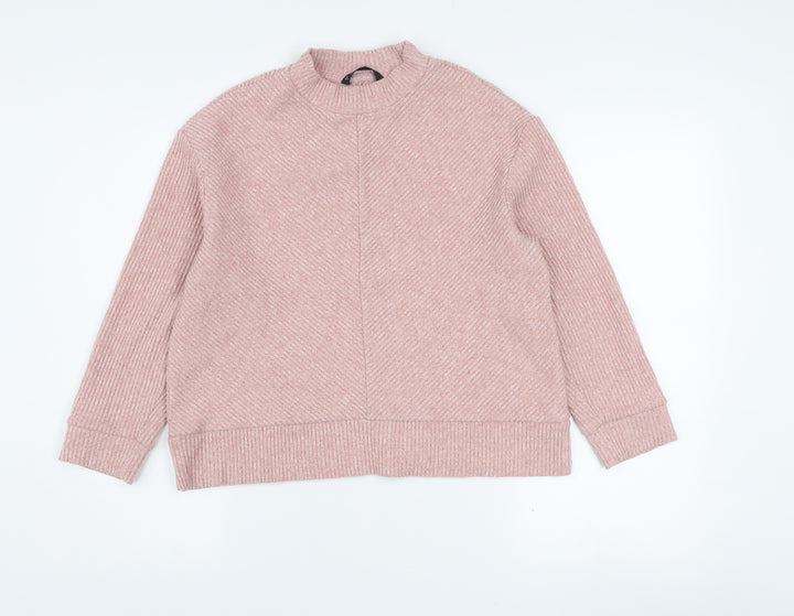 Dunnes Stores Womens Pink Mock Neck Knit Jumper Size S