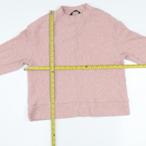 Dunnes Stores Womens Pink Mock Neck Knit Jumper Size S