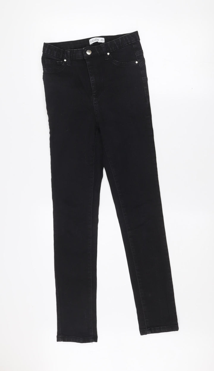 Gallery Womens Black Skinny Jeans UK 10 Stretch Denim Mid Rise