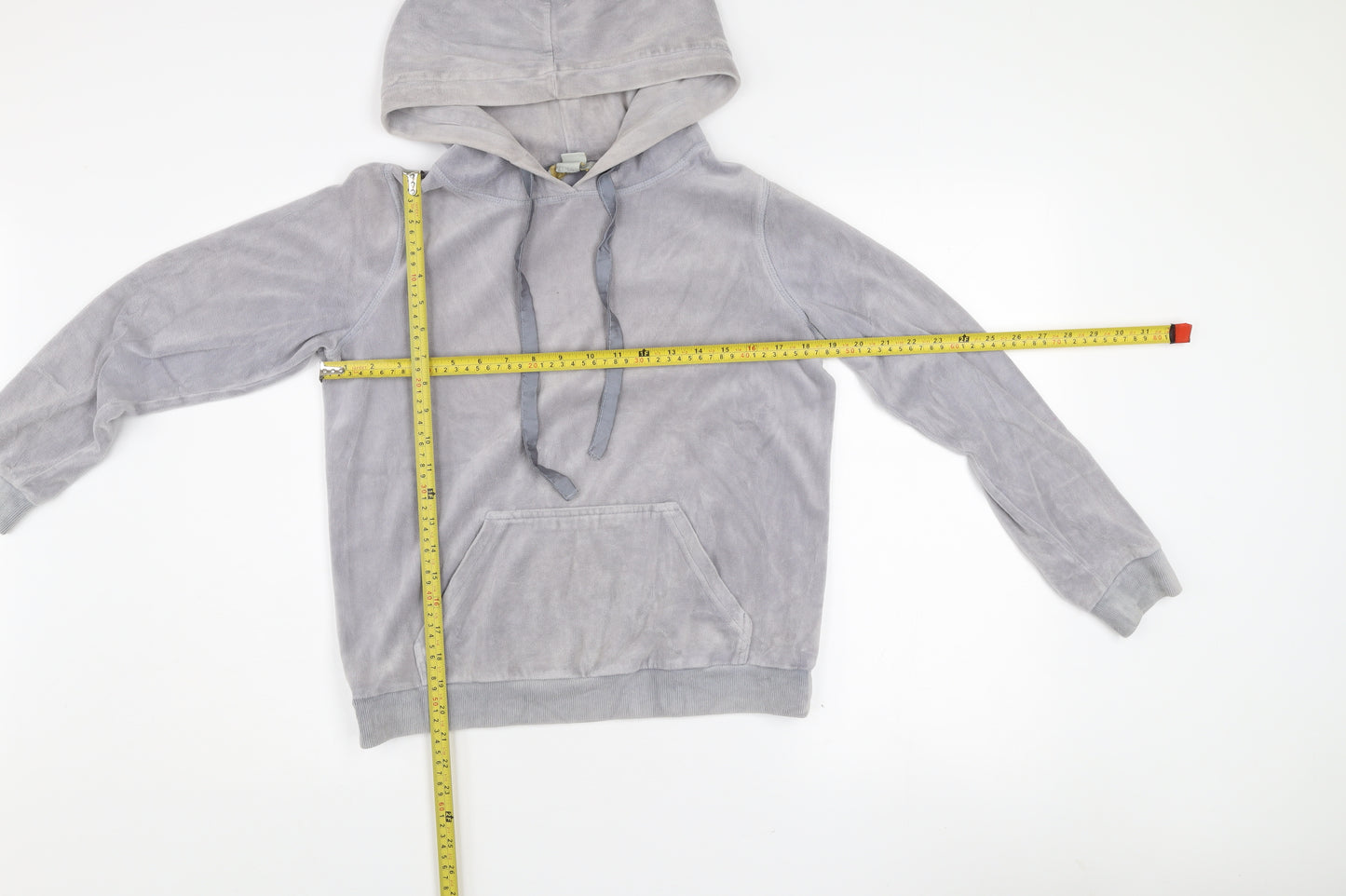 Oasis Women’s Grey Velour Pullover Hoodie Size S