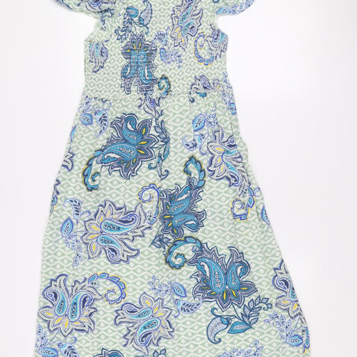 Dorothy Perkins Women’s Green Paisley Viscose Slip Dress Size 12