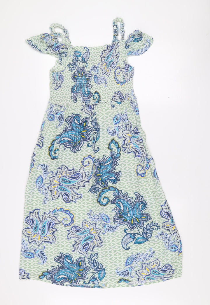 Dorothy Perkins Women’s Green Paisley Viscose Slip Dress Size 12