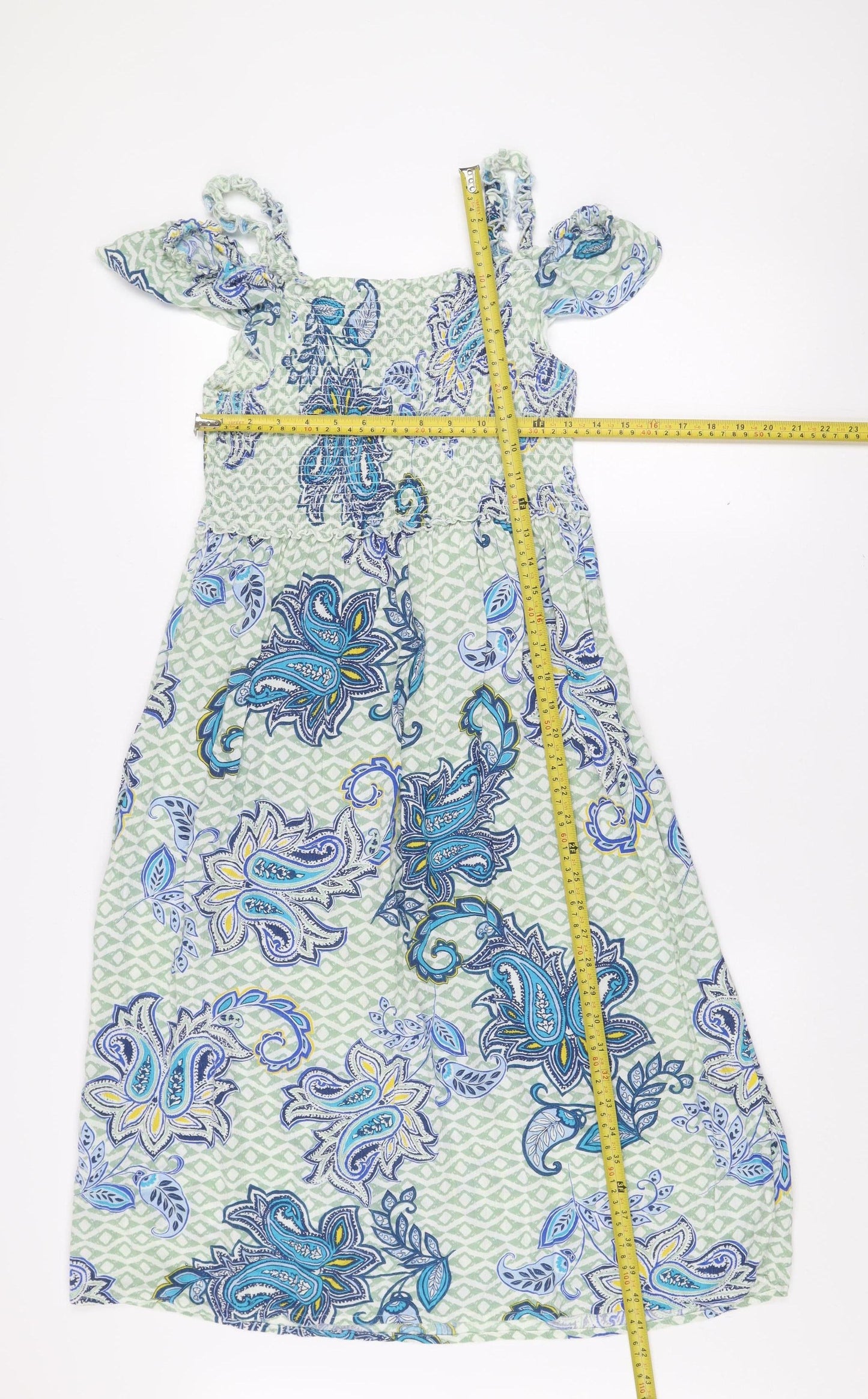 Dorothy Perkins Women’s Green Paisley Viscose Slip Dress Size 12