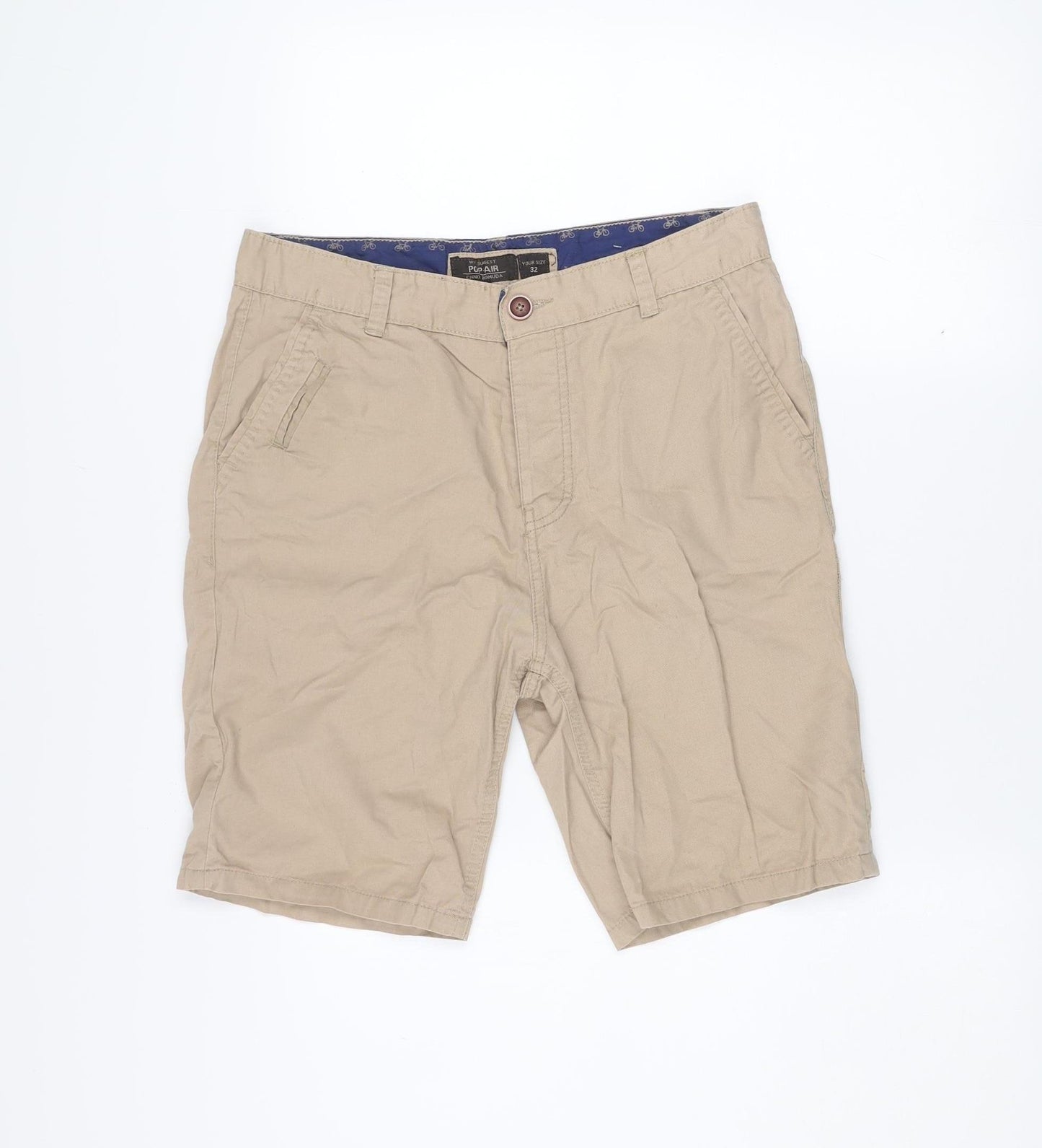 Pop Air Men's Beige Chino Bermuda Shorts Size 32 Cotton Casual