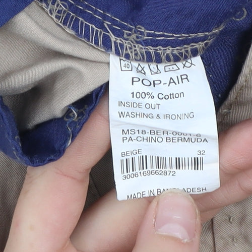 Pop Air Men's Beige Chino Bermuda Shorts Size 32 Cotton Casual