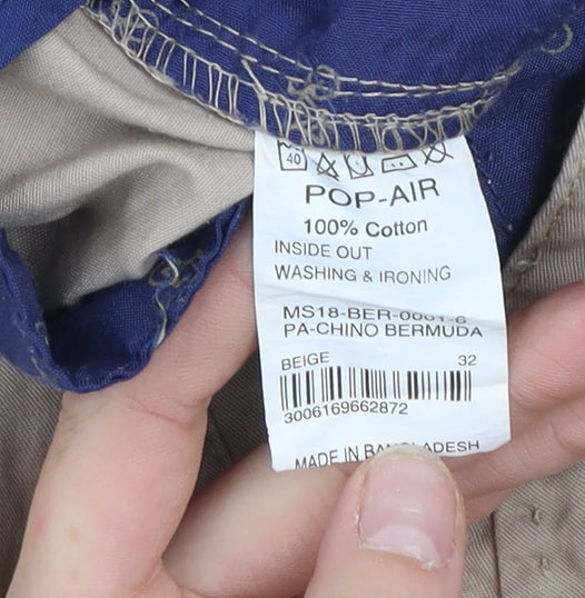 Pop Air Men's Beige Chino Bermuda Shorts Size 32 Cotton Casual