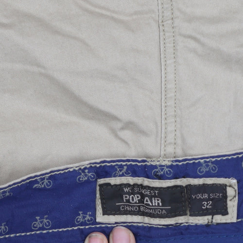 Pop Air Men's Beige Chino Bermuda Shorts Size 32 Cotton Casual