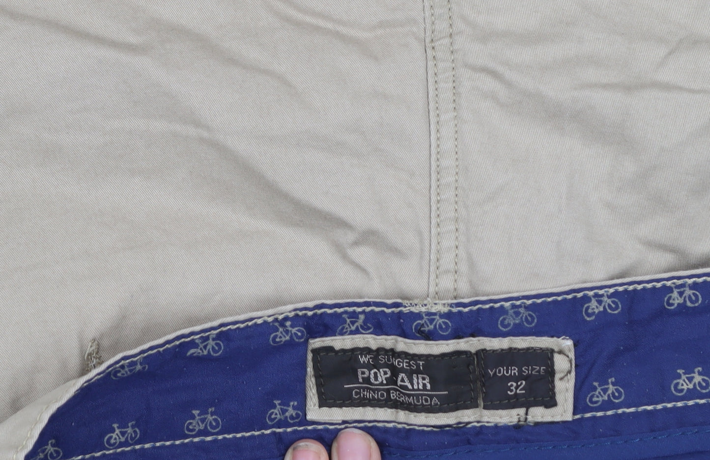 Pop Air Men's Beige Chino Bermuda Shorts Size 32 Cotton Casual