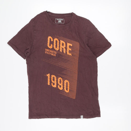 Jack & Jones Men’s Brown Slim Fit Core 1990 Graphic Cotton T-Shirt Size M