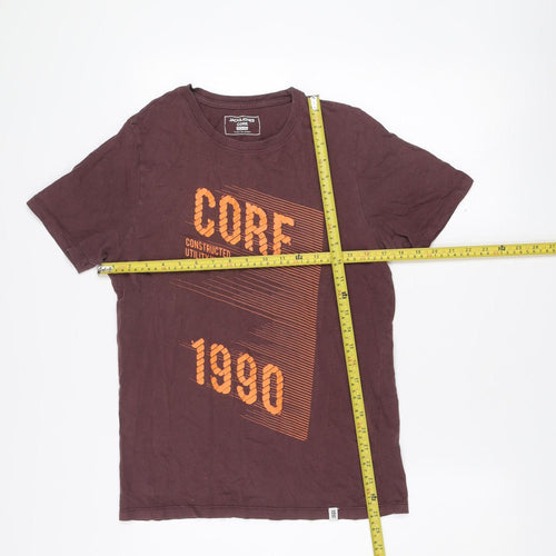 Jack & Jones Men’s Brown Slim Fit Core 1990 Graphic Cotton T-Shirt Size M
