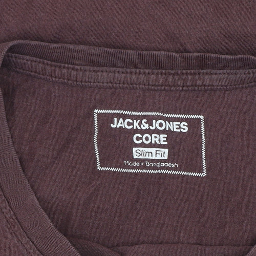 Jack & Jones Men’s Brown Slim Fit Core 1990 Graphic Cotton T-Shirt Size M