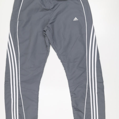Adidas Men's Grey Track Pants Clima365 M Moisture Wicking Lightweight Activewear Trousers