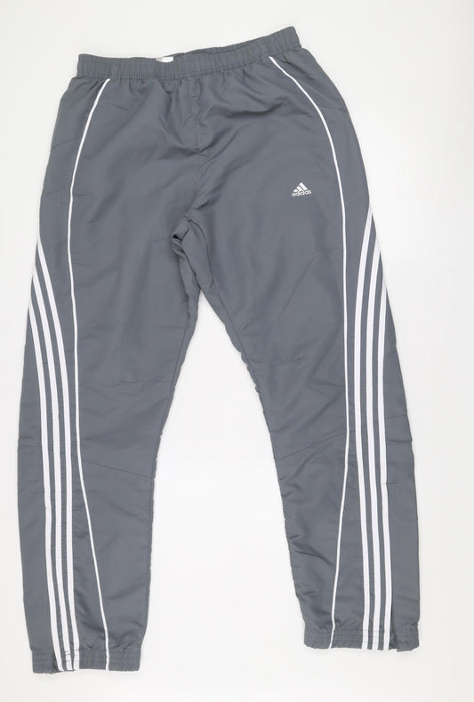 Adidas Men's Grey Track Pants Clima365 M Moisture Wicking Lightweight Activewear Trousers