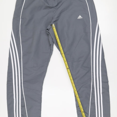 Adidas Men's Grey Track Pants Clima365 M Moisture Wicking Lightweight Activewear Trousers