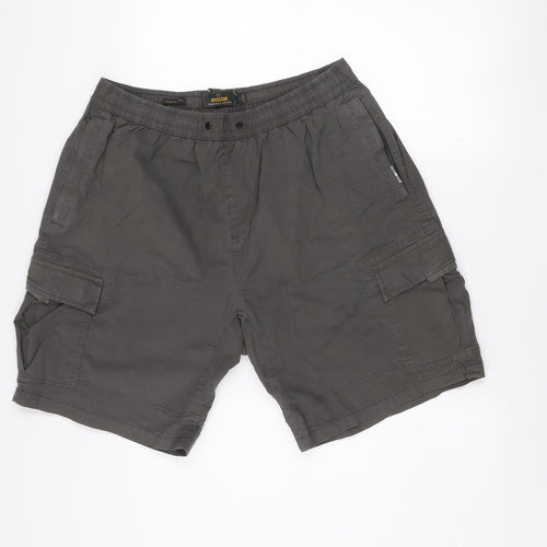 Next Men's Grey Cargo Shorts Regular Fit Size L Cotton Blend