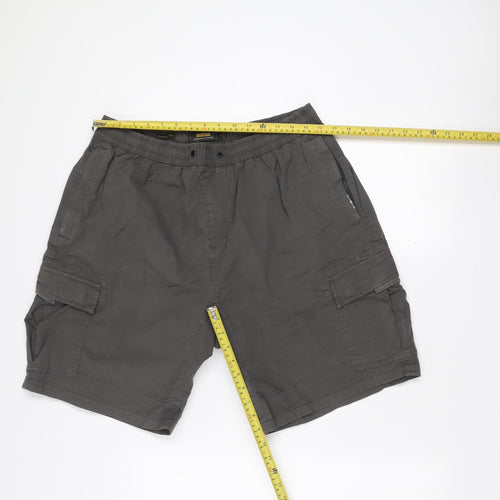 Next Men's Grey Cargo Shorts Regular Fit Size L Cotton Blend