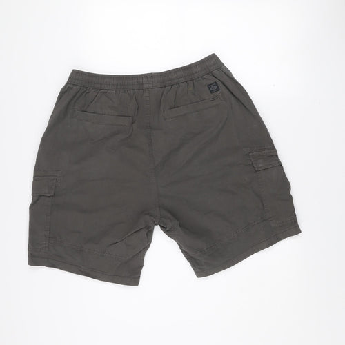 Next Men's Grey Cargo Shorts Regular Fit Size L Cotton Blend