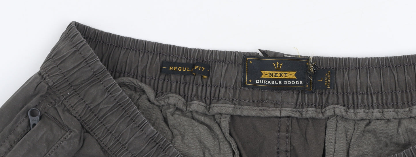 Next Men's Grey Cargo Shorts Regular Fit Size L Cotton Blend