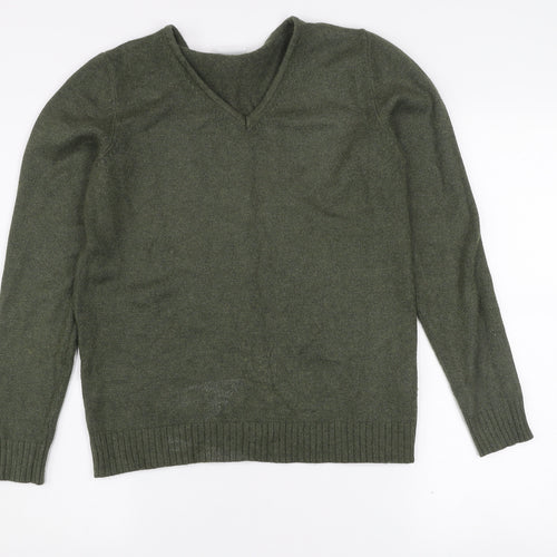 Vila Womens Green V-Neck Knit Pullover Jumper Size S