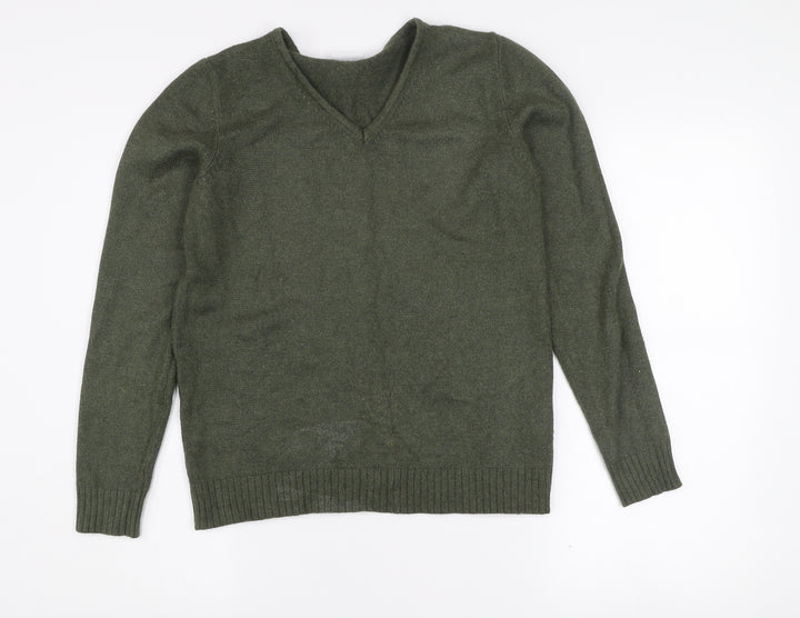 Vila Womens Green V-Neck Knit Pullover Jumper Size S