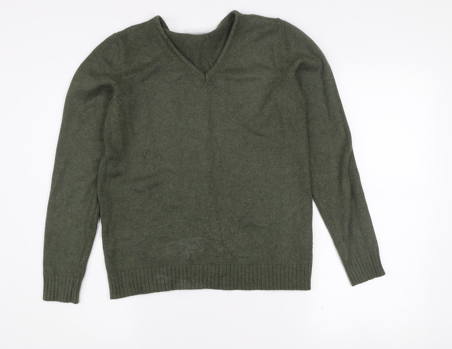 Vila Womens Green V-Neck Knit Pullover Jumper Size S