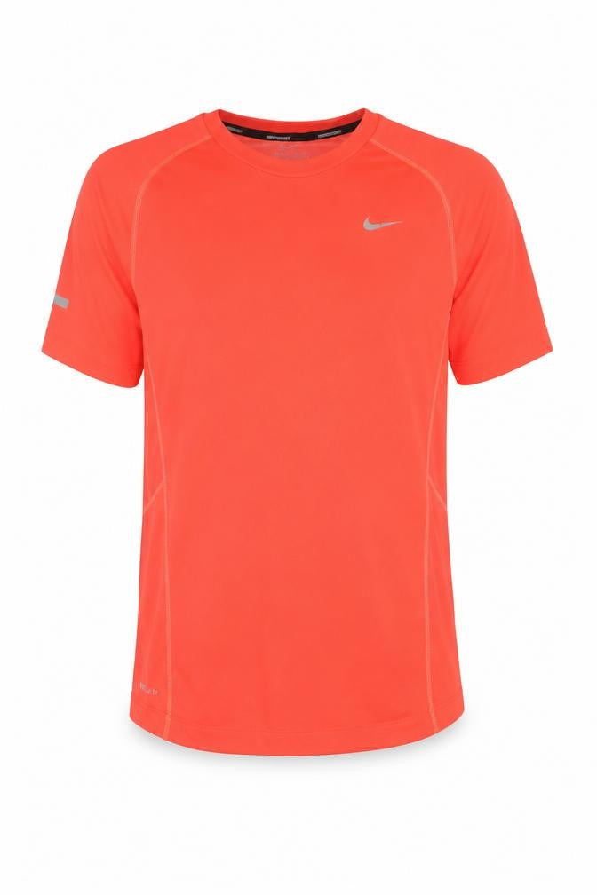Front view of Nike Men's Orange Dri-Fit Running T-Shirt, size S