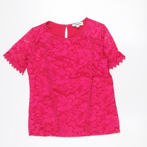 Gerard Women's Pink Lace Short Sleeve Tunic Blouse Size 10