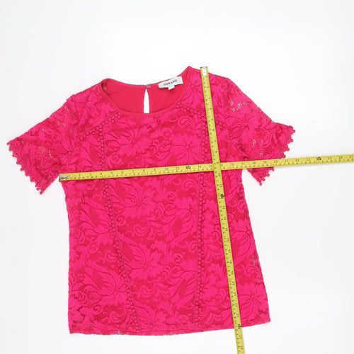 Gerard Women's Pink Lace Short Sleeve Tunic Blouse Size 10