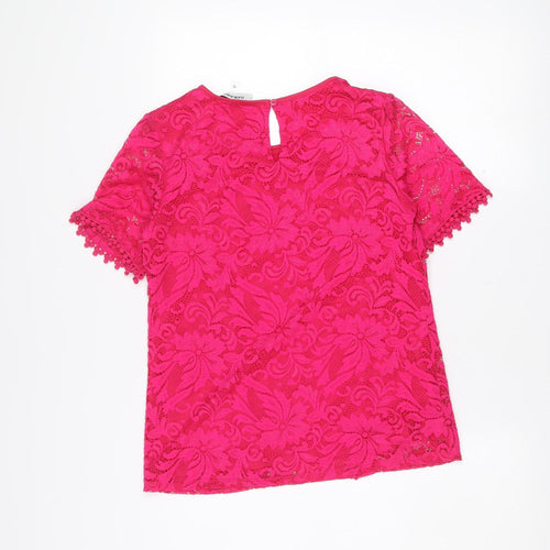 Gerard Women's Pink Lace Short Sleeve Tunic Blouse Size 10