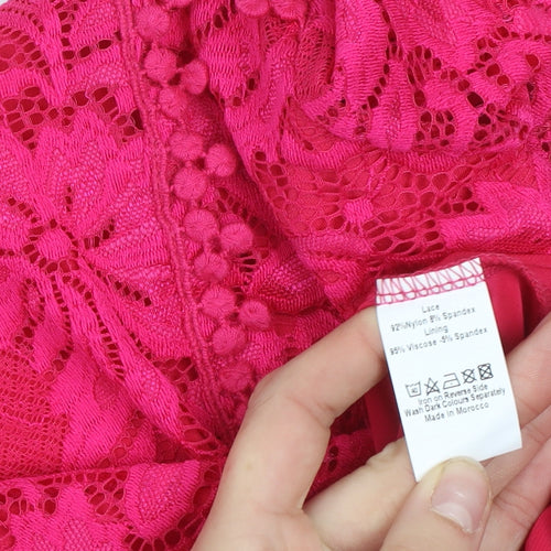 Gerard Women's Pink Lace Short Sleeve Tunic Blouse Size 10