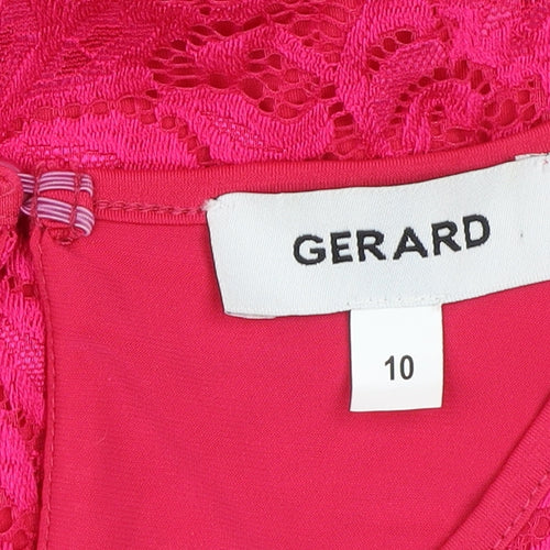 Gerard Women's Pink Lace Short Sleeve Tunic Blouse Size 10