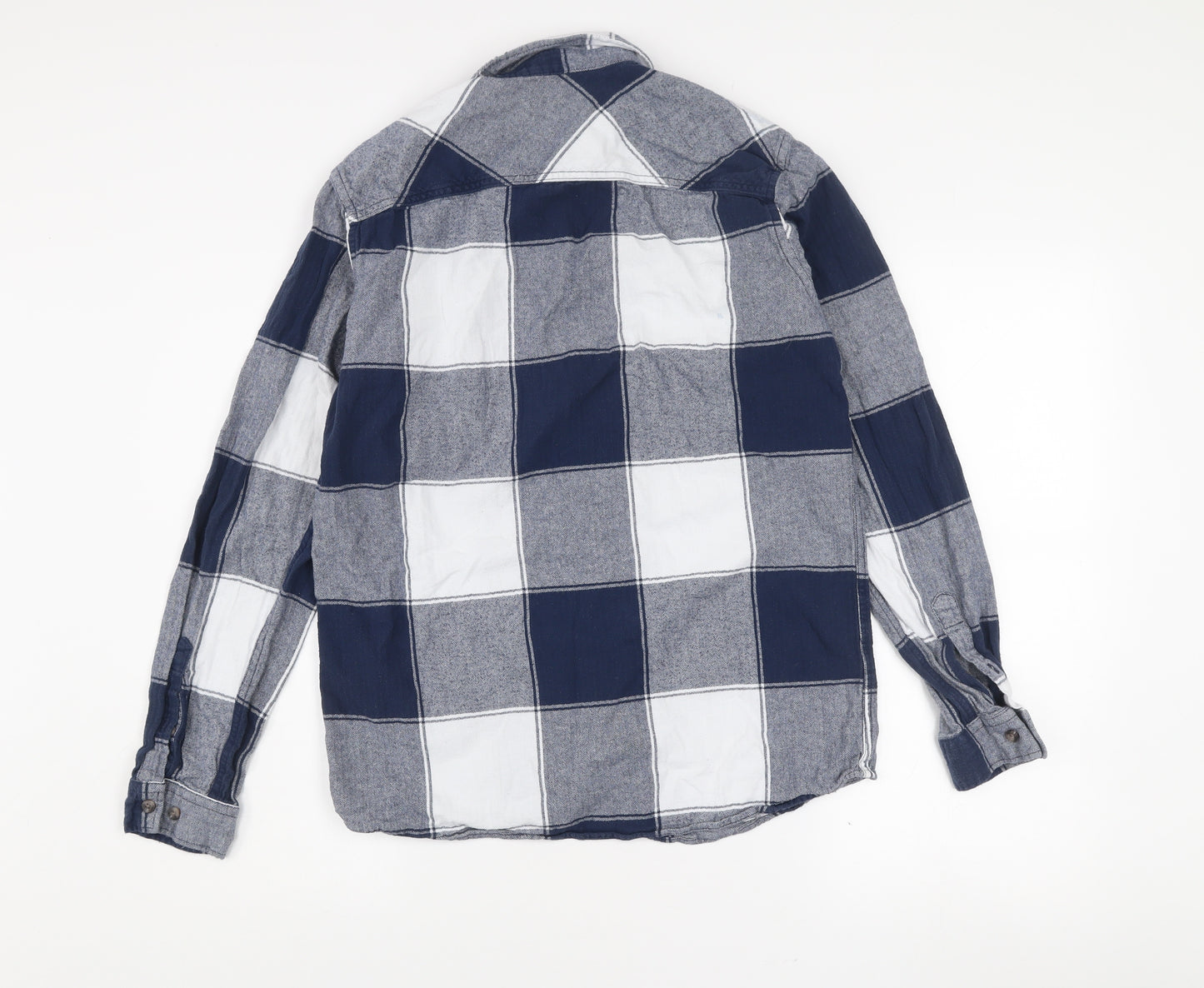 Jack & Jones Men's Blue Checked Long Sleeve Cotton Shirt Size S