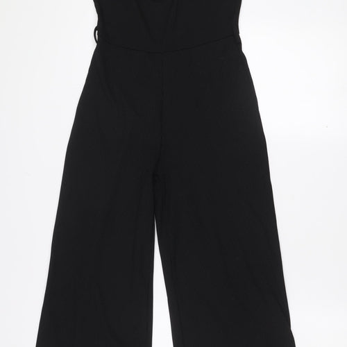 Miss Selfridge Petites Black Ribbed Sleeveless Jumpsuit UK 8